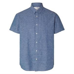 Selected Homme Linen Blend Regular Fit Short Sleeved Shirt
